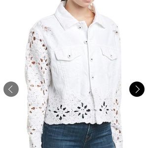 Jonathan Simkhai White Macrame Crochet Button Down Jacket